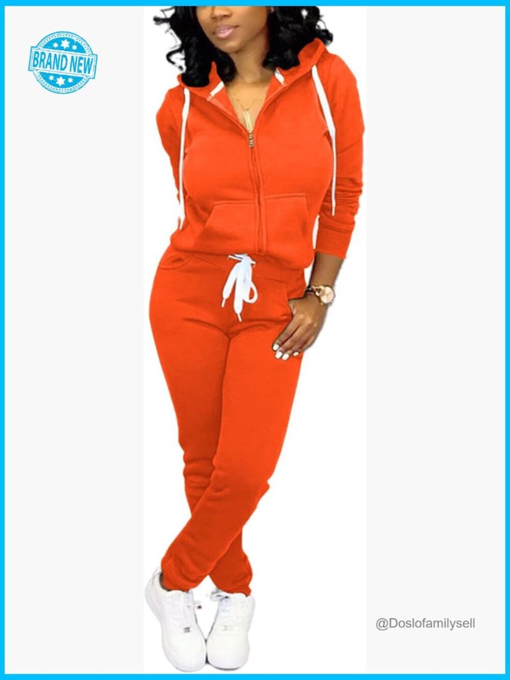 2 Piece Tracksuit Active Set Long Sleeve Hoodie Jogger Pants Zipper Pocket